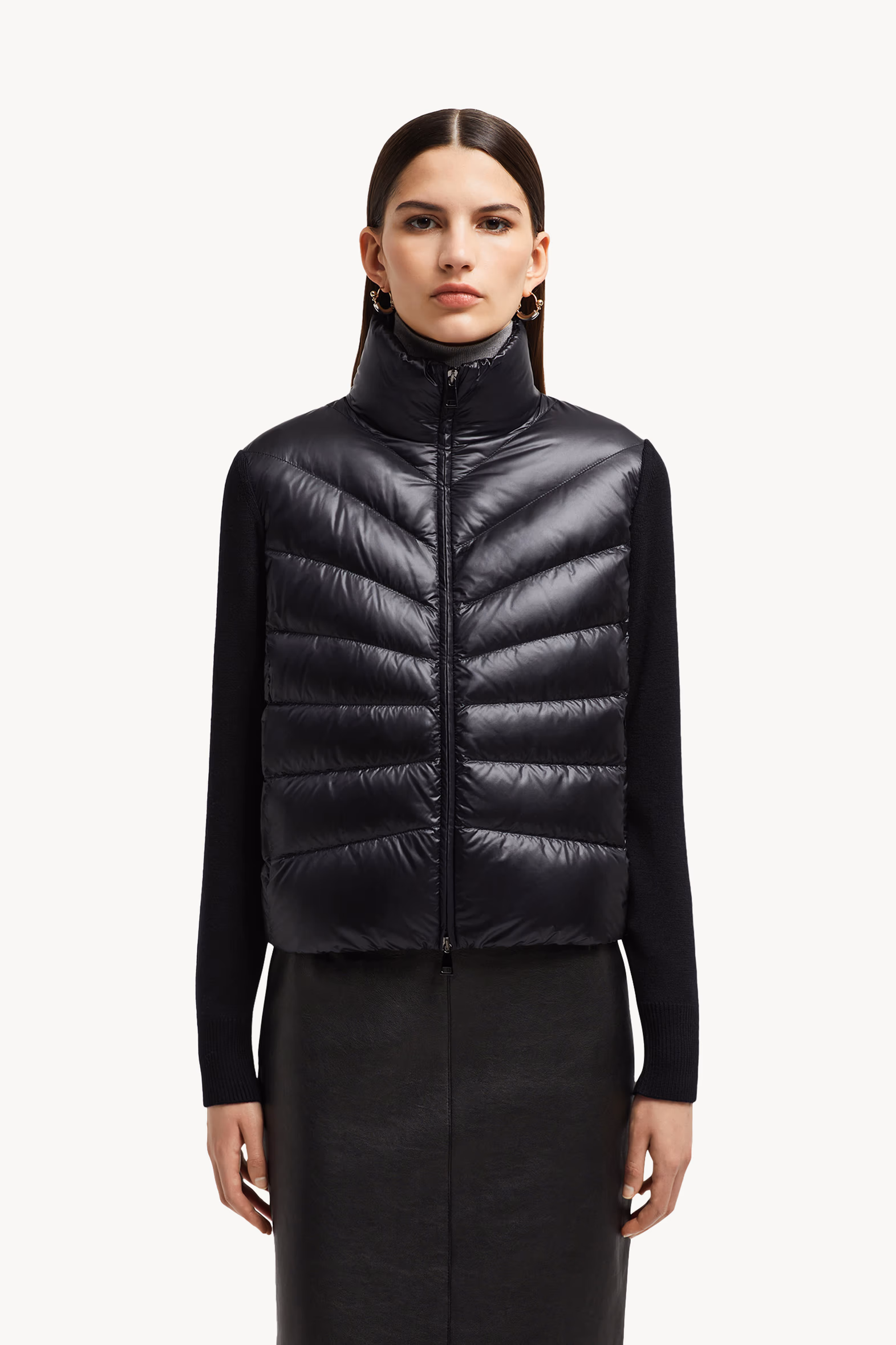 Cardigan matelassé en laine Femmes Noir Moncler 3